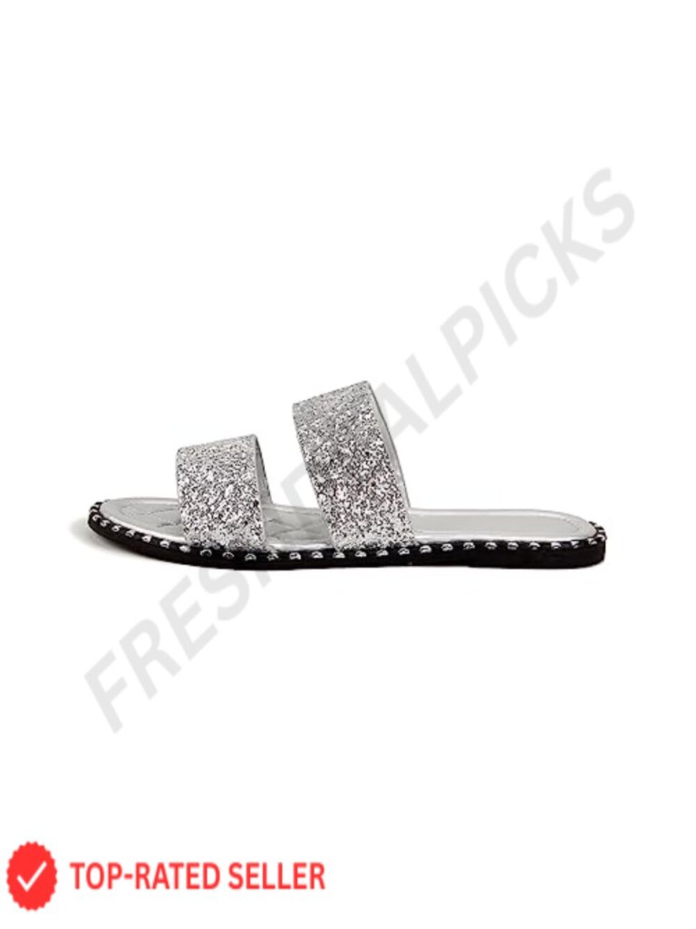 Rhinestone Glitter Slide Sandals Open Toe Casual Flat Slippers Indoor Outdoor
